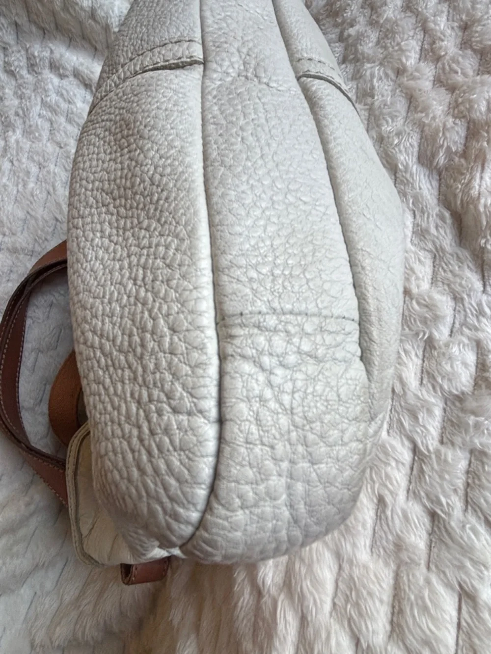 Fossil Erin Cream Ivory Pebbled Leather Foldover Convertible Crossbody
